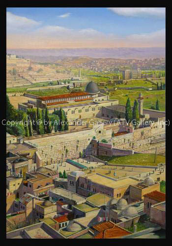 View at the Kotel and Judean Mountains by Alex Levin