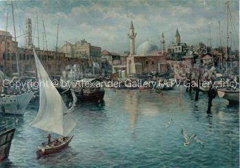 Jaffa Night. by Venyamin Zaslavsky