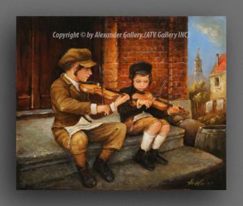 The Boy`s With Violin II. by H. Weiss